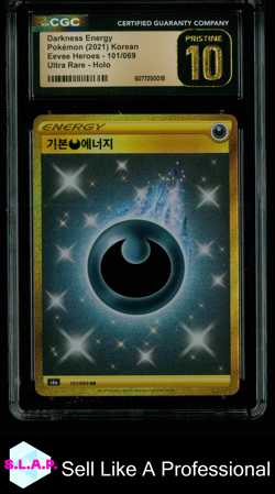 DARKNESS ENERGY POKEMON 101/069 2021 EVEE HEROES - KOR CGC PRISTINE 10 - Image 1