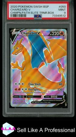 CHARIZARD V POKEMON #050 2020 CHAMPIONS PATH ELITE TRAINER BOX FULL ART EN PSA 9 - Image 1
