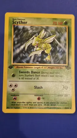Pokemon TCG Scyther 1st edition non-holo Jungle 26/64 Rare - Image 1