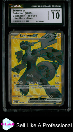 ZEKROM POKEMON 158/086 2025 BLACK BOLT - ENG CGC 10 - Image 1