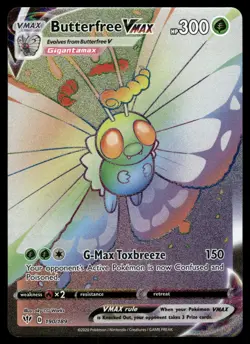 Pokemon Butterfree VMAX Secret Rare Full Art Holo 190/189 Darkness Ablaze NM - Image 1
