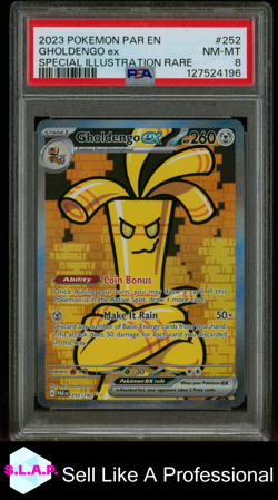 GHOLDENGO EX SPECI4L ILL RARE POKEMON PAR EN-PARADOX RIFT 2023 252 PSA 8 - Image 1