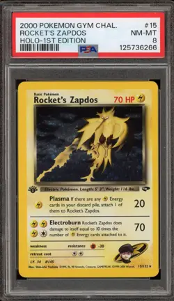 Pokemon Rocket's Zapdos Gym Challenge 1st Edition Holo Rare #15 PSA 8 - Image 1
