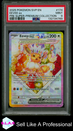 EEVEE EX PRE SUPER-PREMIUM COLL POKEMON SVP EN-SV BLCK STR PRM 2025 174 PSA 9 - Image 1