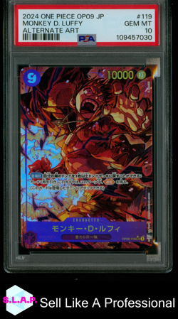 MONKEY D. LUFFY ONE PIECE TCG 119 2024 OP09 FOIL JAPANESE PSA 10 - Image 1