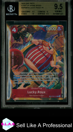 LUCKY.ROUX TR 2025 ONE PIECE CARD GAME A FIST OF DIVINE SPEED OP09015 BGS 9.5 - Image 1