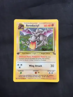 Pokemon Cards: 1st Edition Fossil Rare Holo Prerelease: Aerodactyl 1/62 - Image 1