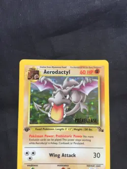 Pokemon Cards: 1st Edition Fossil Rare Holo Prerelease: Aerodactyl 1/62 - Image 2