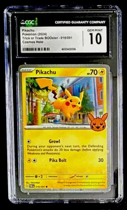 CGC 10 Pikachu Cosmos Holo 018/091 2024 Pokemon Trick Or Trade BOOster Gem Mint - Image 1
