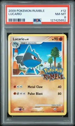 Pokemon LUCARIO 12/16 HOLO PSA 8 | Near Mint/Mint | Pokemon Rumble | 2009 - Image 1
