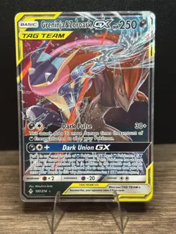 Pokemon TCG Greninja & Zoroark GX Holo Ultra Rare Card Unbroken Bonds 107/214 - Image 1
