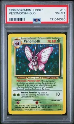 1999 Pokemon Jungle Venomoth Holo #13 Graded PSA 8 NM MINT - Image 1