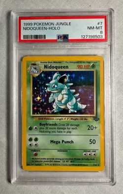 1999 Pokemon JUNGLE #7 NIDOQUEEN - Holo PSA graded 8 - NM-MT - Image 1