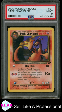 DARK CHARIZARD POKEMON #21 2000 TEAM ROCKET NORMAL ENGLISH PSA 9 - Image 1