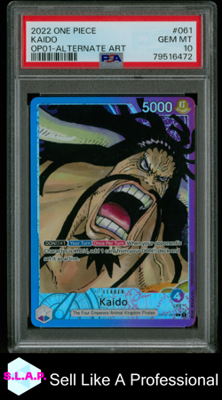 KAIDO ALTERNATE ART PRE-ERRATA ONE PIECE OP01-ROMANCE DAWN 2022 061 PSA 10 - Image 1