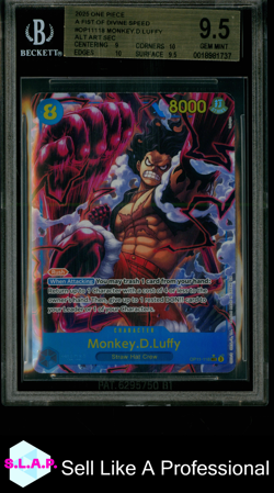 MONKEY.D.LUFFY ALT ART SEC 2025 ONE PIECE A FIST OF DIVINE SPEED OP11118 BGS 9.5 - Image 1