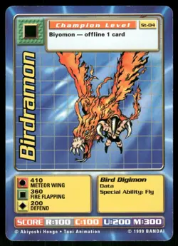 Birdramon ST-04 Champion Level Digimon Digi Battle Starter 1 Card 1999 Bandai - Image 1