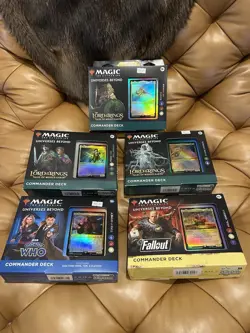 Magic the Gathering Commander Deck Lot Dr. Who, Fallout, The Lord Of The Rings - Image 1
