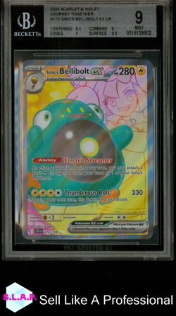 IONO'S BELLIBOLT EX POKEMON 172 2025 JOURNEY TOGETHER UR ENGLISH BGS 9 - Image 1