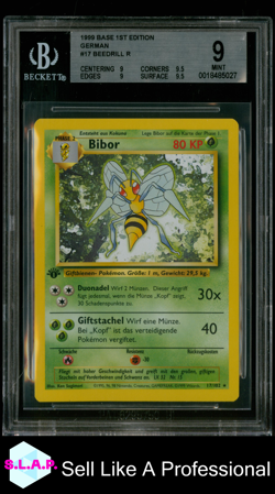 BEEDRILL R 1999 POKEMON BASE 1ST EDITION GERMAN 17 BGS 9.0 - Image 1