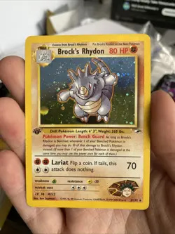 Brock's Rhydon 1st Ed Holo Rare 2/132 Gym Heroes Pokemon Card WOTC TCG - Image 1