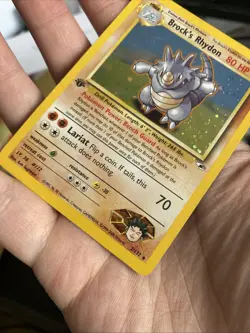 Brock's Rhydon 1st Ed Holo Rare 2/132 Gym Heroes Pokemon Card WOTC TCG - Image 2