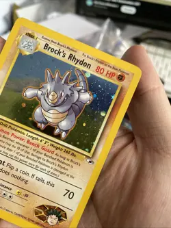 Brock's Rhydon 1st Ed Holo Rare 2/132 Gym Heroes Pokemon Card WOTC TCG - Image 5