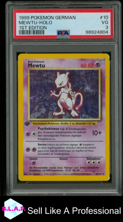 MEWTU-HOLO 1ST EDITION POKEMON GERMAN 1999 10 PSA 3 - Image 1