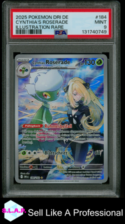 CYNTHIA'S ROSERADE ILL RARE POKEMON GER DRI DE-DESTINED RIVALS 2025 184 PSA 9 - Image 1