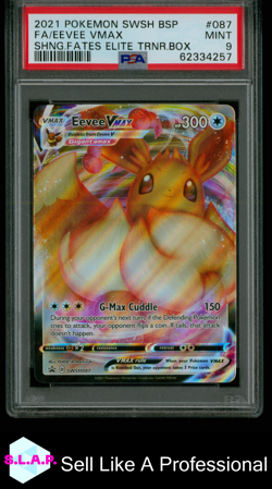 FA/EEVEE VMAX POKEMON #087 2021 SHINING FATES ELITE TRAINER BOX FUL ART EN PSA 9 - Image 1