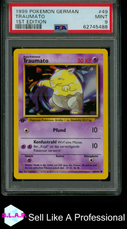 TRAUMATO 1ST EDITION POKEMON GERMAN 1999 49 PSA 9 - Image 1