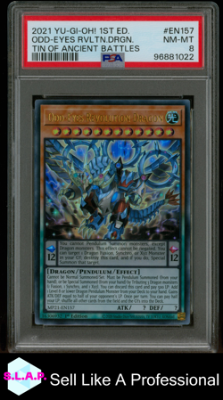 ODD-EYES RVLTN.DRGN. TIN OF ANCIENT BATTLES YU-GI-OH! 2021 EN157 PSA 8 - Image 1