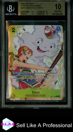 ZEUS ALT ART R 2025 ONE PIECE CARD GAME A FIST OF DIVINE SPEED OP11106 BGS 10.0 - Image 1