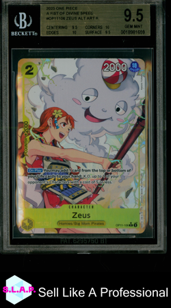 ZEUS ALT ART R 2025 ONE PIECE CARD GAME A FIST OF DIVINE SPEED OP11106 BGS 9.5 - Image 1