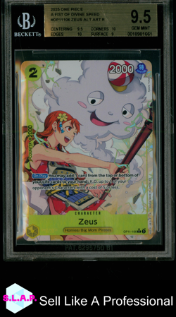 ZEUS ALT ART R 2025 ONE PIECE CARD GAME A FIST OF DIVINE SPEED OP11106 BGS 9.5 - Image 1
