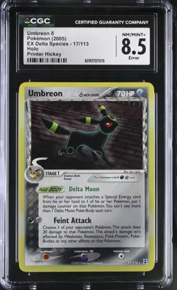 Pokemon TCG Umbreon Ex Delta Species Holo Card 17/113 CGC Near Mint 8.5 2005 - Image 1