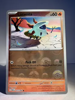 Pokemon SV Black Bolt Larvesta 15 Reverse Holo Poke Ball card NM 015/086 - Image 1