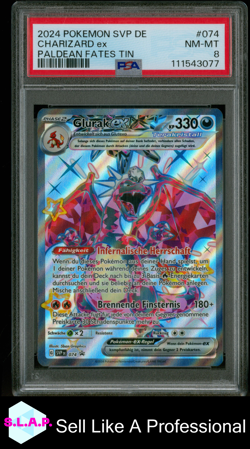 GLURAK POKEMON SVP DE 074 2024 PALDEAN FATES HOLO CARD BLACK STAR DEUTSCH PSA 8 - Image 1