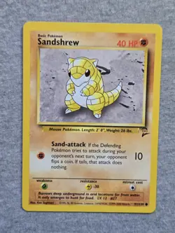 Pokemon TCG Sandshrew 91/130 Base Set 2 Unlimited Regular Common Card WOTC - Image 1