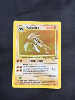 Pokemon Cards: Fossil Rare Holo: Kabutops 9/62 - Image 1