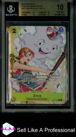 ZEUS ALT ART R 2025 ONE PIECE CARD GAME A FIST OF DIVINE SPEED OP11106 BGS 10.0 - Image 1