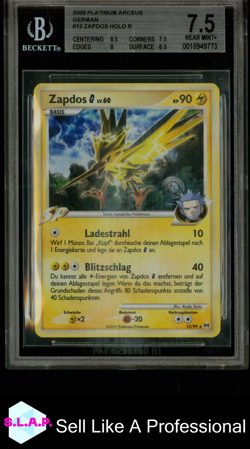 ZAPDOS POKEMON 12 2009 PLATINUM ARCEUS HOLO GERMAN BGS 7.5 - Image 1
