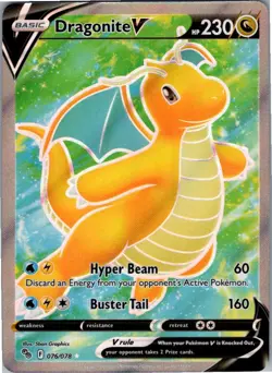 Dragonite V (Full Art) Ultra Rare Pokemon GO 076/078 NM - Image 1