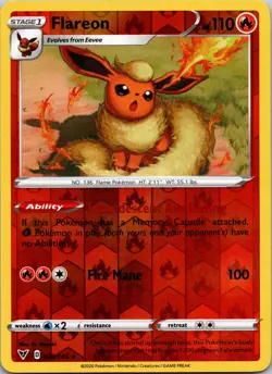 Flareon 026/185 SWSH04: Vivid Voltage Reverse Holo NM Pokemon TCG - Image 1