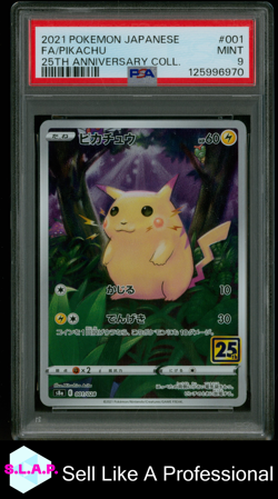 FA/PIKACHU POKEMON #001 2021 25TH ANNIVERSARY COLLECTION FULL ART JAPANESE PSA 9 - Image 1