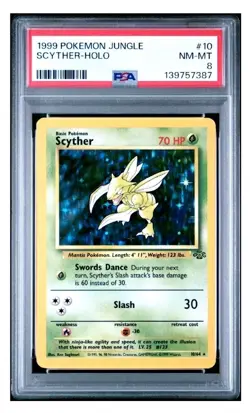 1999 Pokemon Jungle Scyther Holo 10/64 PSA 8 - Image 1