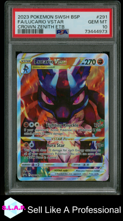 FA/LUCARIO VSTAR POKEMON #291 2023 CROWN ZENITH ETB FULL ART ENGLISH PSA 10 - Image 1