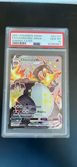 2021 POKEMON SWORD & SHIELD SHINING FATES #SV107 FULL ART/CHARIZARD VMAX PSA 10 - Image 1