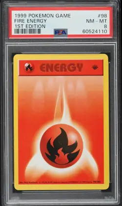 PSA 8 - 1999 POKEMON BASE SET 1ST EDITION #98 FIRE ENERGY - Image 1