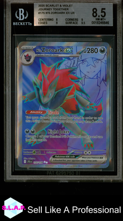 N'S ZOROARK EX POKEMON 175 2025 JOURNEY TOGETHER UR ENGLISH BGS 8.5 - Image 1